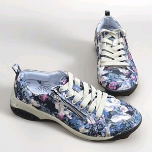 Therafit Floral Womens Sz 7.5 Sport Casual Plantar Fasciitis Foot Pain Side Zip